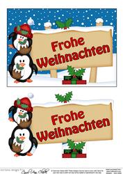 Xmas German Penguins Signpost 5x7 Easicut Decoupage