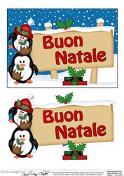 Xmas Italian Penguins Signpost 5x7 Easicut Decoupage