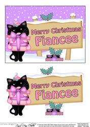 Xmas Fiancee Cat Signpost 5x7 Easicut Decoupage