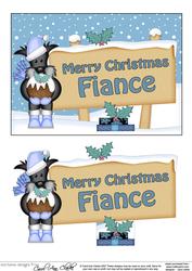 Xmas Fiance Scottie Dog Signpost 5x7 Easicut Decoupage