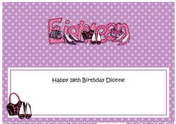 18th Birthday Dionne Handbags & Shoes Lge Dl Insert