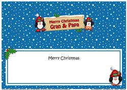Xmas Gran & Papa Penguins Signpost Large Dl Matching Insert