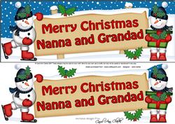 Xmas Nanna & Grandad Snowmen Signpost Lge Dl Decoupag