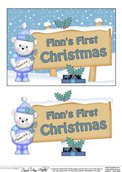 Finn's 1st Christmas Teddy Signpost 5x7 Easicut Decoupage