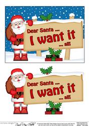 Xmas Dear Santa  -  Signpost 5x7 Easicut Decoupage