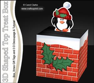 3D Xmas Penguin Shaped Top Gift Box Mini Kit