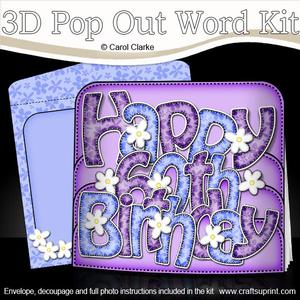 3D 60th Birthday Flowers Pop Out Word Card