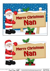 Xmas Nan Santa Signpost 5x7 Easicut Decoupage