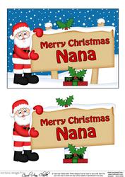 Xmas Nana Santa Signpost 5x7 Easicut Decoupage