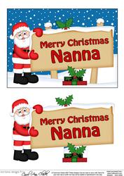 Xmas Nanna Santa Signpost 5x7 Easicut Decoupage