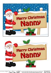 Xmas Nanny Santa Signpost 5x7 Easicut Decoupage