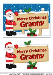 Xmas Granny Santa Signpost 5x7 Easicut Decoupage
