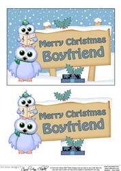 Xmas Boyfriend Singing Owls Signpost 5x7 Easicut Decoupage