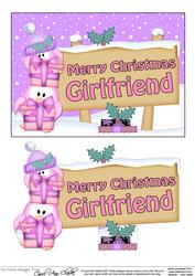 Xmas Girlfriend Penguins Signpost 5x7 Easicut Decoupage