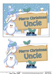 Xmas Uncle Penguins Signpost 5x7 Decoupage