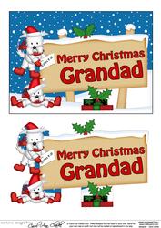Xmas Grandad Westie Dog Signpost 5x7 Decoupage