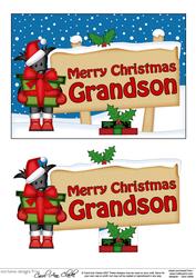 Xmas Grandson Scottie Dog Signpost 5x7 Decoupage