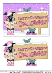 Xmas Daughter Scottie Dog Signpost 5x7 Decoupage