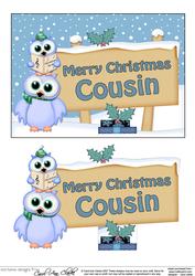 Xmas Cousin Owls Signpost 5x7 Decoupage