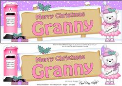 Xmas Granny Teddy Tess Signpost Lge Dl Decoupage
