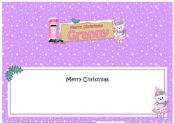 Xmas Granny Teddy Tess Signpost Large Dl Insert
