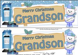 Xmas Grandson Teddy Ed Signpost Lge Dl Decoupage