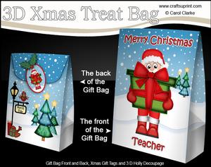 3D Xmas Teacher Santa Large Gift Bag Mini Kit