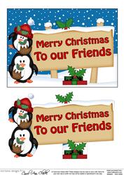 Xmas Friends Penguins Signpost 5x7 Easicut Decoupage