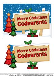 Xmas Godparents Trees Signpost 5x7 Easicut Decoupage