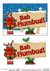 Xmas Bah Humbug! Rudolph Signpost 5x7 Easicut Decoupage