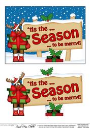 Xmas Tis the Season Rudolph Signpost 5x7 Easicut Decoupage