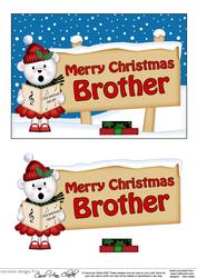 Xmas Brother Teddy Tess Signpost 5x7 Easicut Decoupage