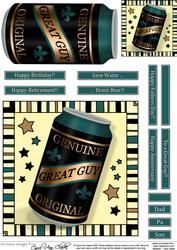 Great Guy Beer Can Quick Card N 3D Decoupage