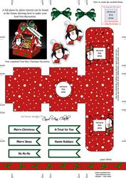 Penguin 3D Xmas Treat Box Tree Decoration Easifold Frame