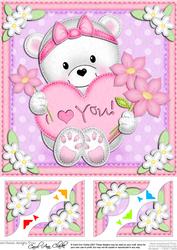 8 x 8 Teddy Tess's Heart Scalloped Corner Topper