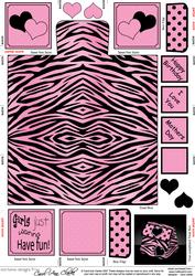 Zebra Print Hearts 3D Fancifold Treat Favour Box