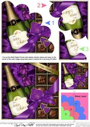 Birthday Twin Sister Champers N Chocs Shell Edged Stacker