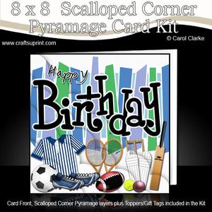 8 x 8 Birthday Sports and Games Scalloped Corner Kit