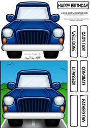 Blue Car Quick Card & 3D Decoupage