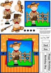 Boyz Zeb the Cowboy Quick Card with 3D Decoupage