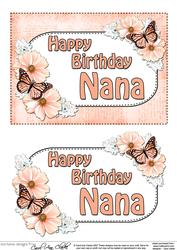 5x7 Birthday Nana Flowers & Butterflies 3D Decoupage