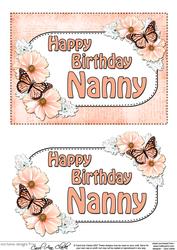 5x7 Birthday Nanny Flowers & Butterflies 3D Decoupage