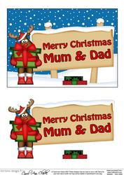 Xmas Mum & Dad Rudolph Signpost 5x7 Easicut Decoupage