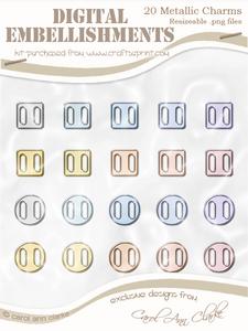 'small Metallic Buckle Charms' Digital Embellishments
