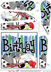 Birthday Sports N Games Fan Pyramage Topper