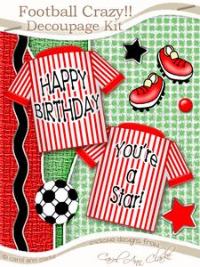 Football Crazy!! Kit in Red with Step by Step Decoupage