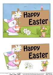 5x7 Happy Easter Bunny 3D Step by Step Decoup