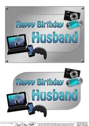 5x7 Birthday Husband Gadgets N Gizmos 3D Decoupage