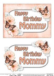 5x7 Birthday Mommy Flowers & Butterflies 3D Decoupage