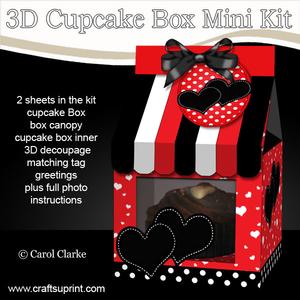 3D Romantic Hearts Milk Carton Cupcake or Treat Box Mini Kit